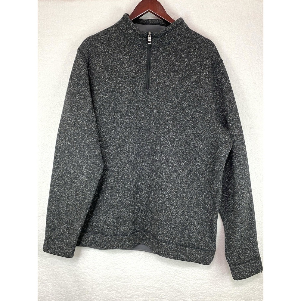 Peter Millar Men XXL Charcoal Grey Marled Quarter Zip Pullover Sweater Mock Neck